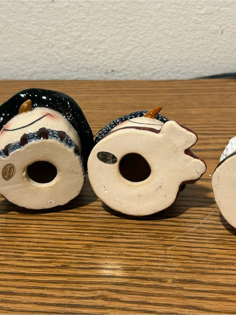 Holiday Snowman Ornament Set - Multicolor Ceramic Heads
